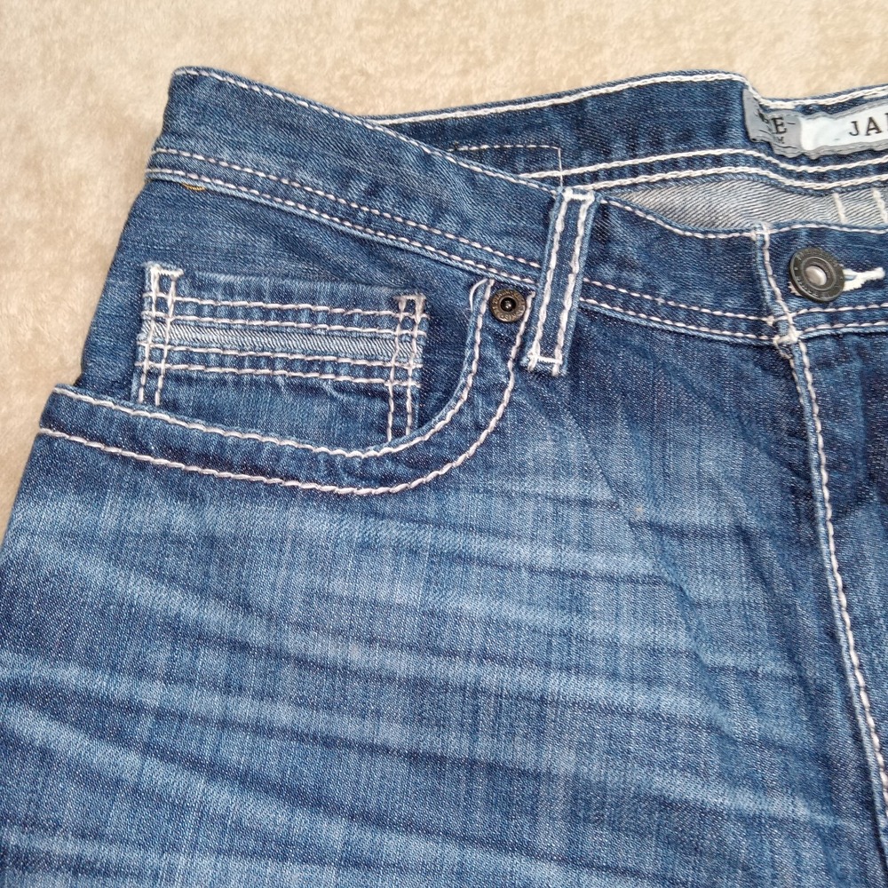 BKE Jake Straight Denim Jeans Men's 34LX33 Blue Distressed - Picture 9 of 15